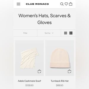 Club Monaco Cashmere Hat & Scarf Set, Cream.